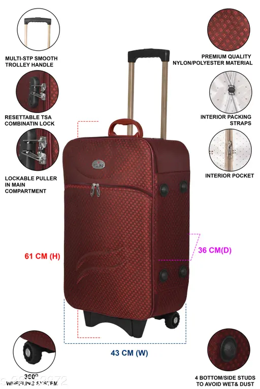 Stylish & Durable Women’s Trolley Bag – Medium Cabin Luggage (61 cm)