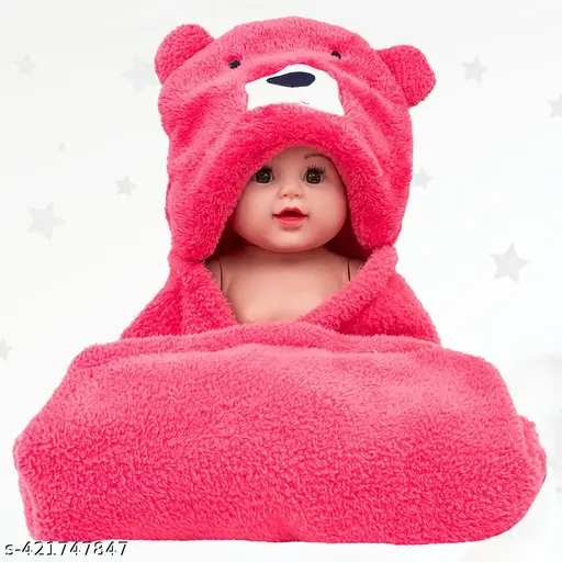 CTMKIDS Soft Kids AC Blanket/Baby Wrapper/Crib Baby hooded Cum Wrap Blanket for Kids( 92 X 66 CM ) Solid , lightweight, Carrot ( Microfiber )