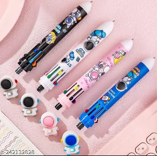 Pack of 2 Cartoon designer 10in1 multi colour pen for kids boys girls for school office use cartoon panda pen set