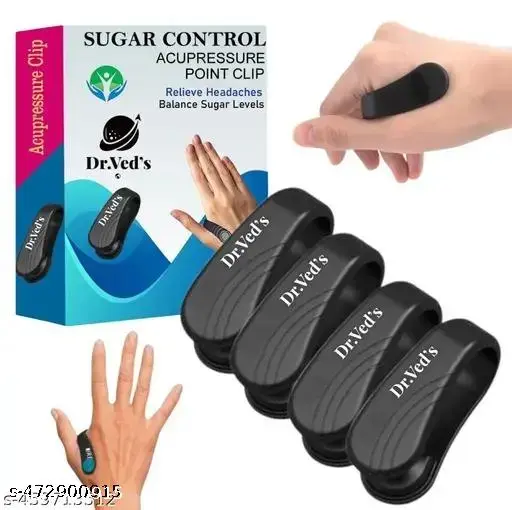 Dr.VED’s (4Pcs) Acupressure Clip for Diabetics Sugar Control LI4 Acupressure Point Clip Headache Relief Products Migraine &Tension Relief (Pack of 4)
