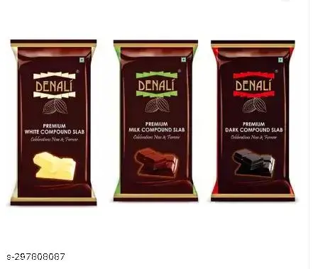 Denali Premium White & Milk & Dark Compound Slab Bars (3 x 400 g)
