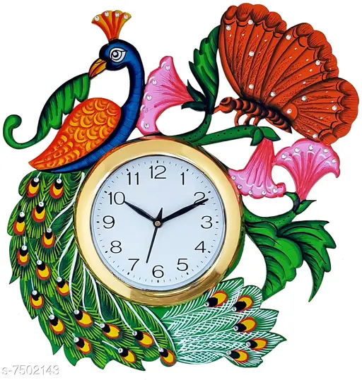 Wonderful Peacock Wood Clock