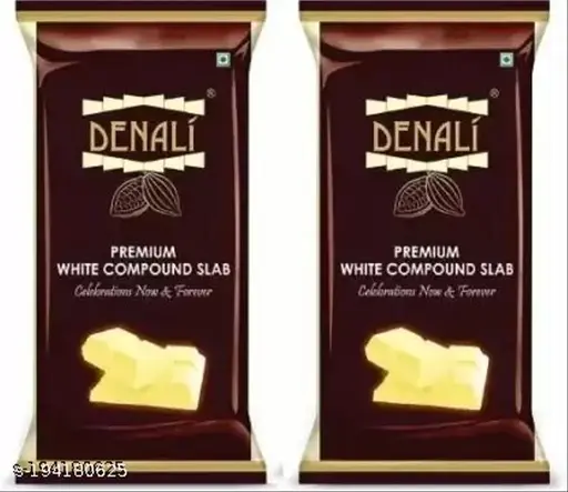 Denali Premium White Compound Slab,Delicious Chocolate for Baking Cakes,Muffins,Mousse Bars (2 x 400 g)