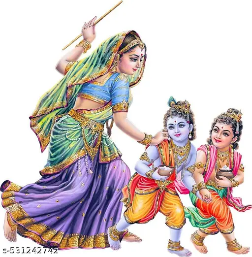 Mata Krishna StickerWall Sticker For Pooja Room, Kids Room, Living Room