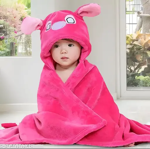 BRANDONN Baby Blanket Newborn Hooded Wrapper Blanket For Baby Boy And Baby Girl, Hotpink Bear