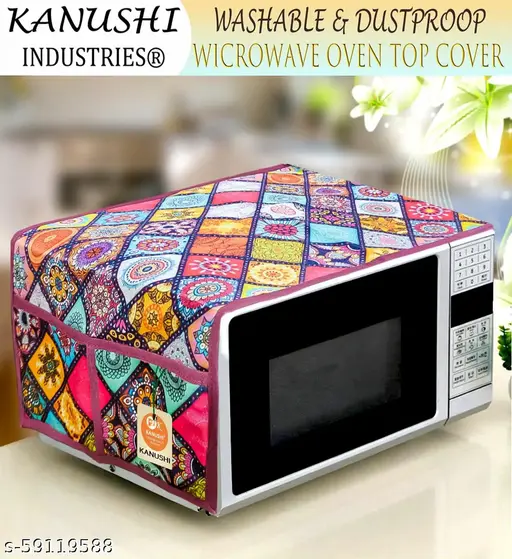 KANUSHI Industries® Microwave / Oven Top Cover With 4 Utility Pockets (Color : Multi) (MICRO-DIG-B) Other Appliance Covers