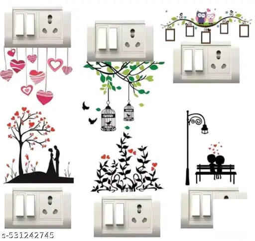 Beautiful Couple Switch board Wall Sticker For Living Room, Bedroom ( ideal size on wall: Free Large Size),Multicolour