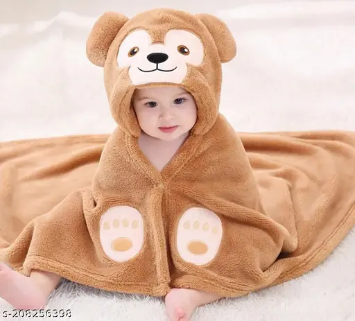 Naman Embroided Animal Middle Hooded Good length Soft Towel for Baby Boys and Girls (Color : Brown)