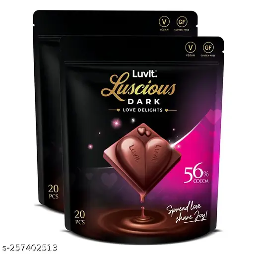 LuvIt Luscious Dark Love Delights-Heart Shaped Dark Chocolate|Valentine’s Gift of Love | Pack of 2 – 180g Each