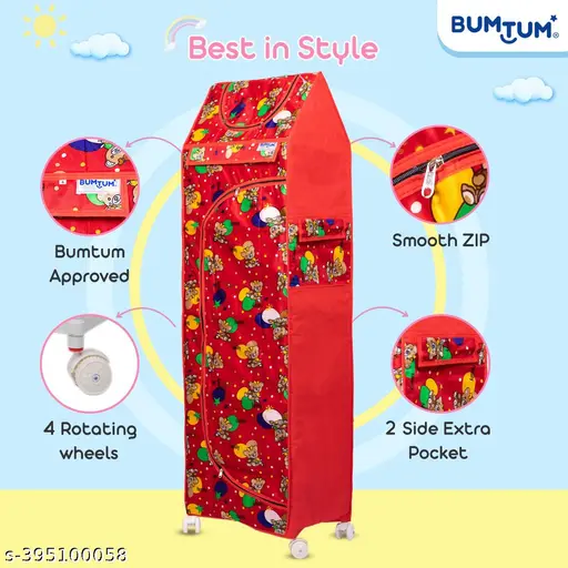 BUMTUM Baby Wardrobe Multipurpose 6 Shelve |Foldable Almirah| Baby Wardrobe For Clothes Storage | Baby Wardrobe Cover | Baby Almirah With Wheels