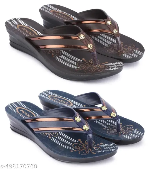 Multicolor Printed Flipflop/Slipper/Flats For Women/Girls/Ladies- Pack of 2
