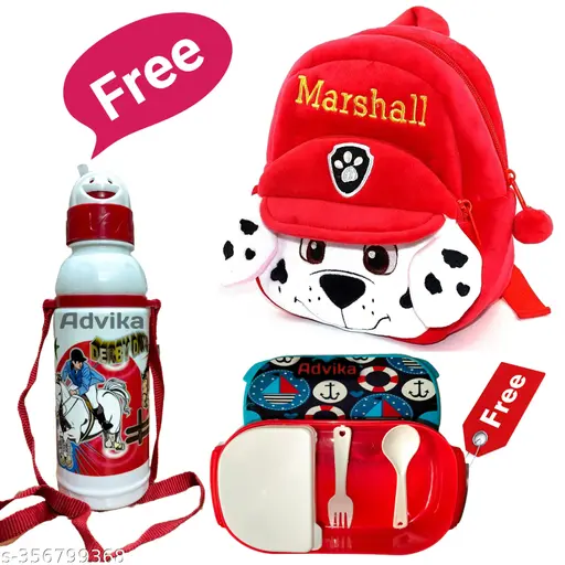 Kids School Bag Soft Plush Backpacks Cartoon Boys Girls Baby (2-5 Years) Pack of 3