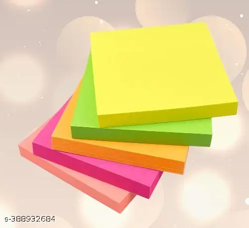 300 Sheets Assorted Neon Coloured. Removable Adhesive Sticky Post Notes 75x75mm (3″x3″)