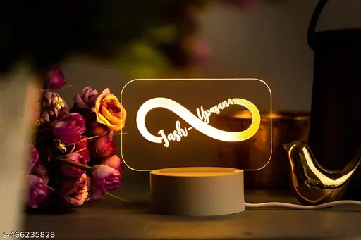 Personalized Couple Name Infinity Symbol LED Night Table Lamp | Wedding Marriage Anniversary Karwachauth Gift for Couple Husband Wife | Diwali Gift for Bhaiya Bhabhi Sister Brother (White Base)