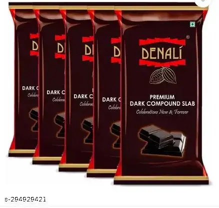 Denali Premium Dark Compound Slab with 18% Cocoa, Delicious Chocolate Bars for Cooking/Baking Cakes, Muffins, Mousse (400 Grams, 5 Slabs) Bars (5 x 400 g)