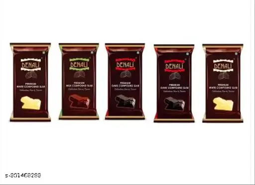 Denali Premium Dark,Milk,White+Dark,white compound slabs combo|baking cakes|muffins Chocolate Baking Bars Solid (5 x 0.4 kg)