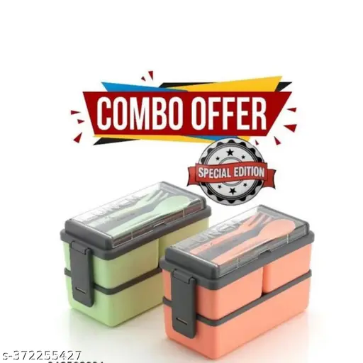Plastic Combo 3 Compartment Lunch Box Tiffin for School and Office 3 Containers Lunch Box