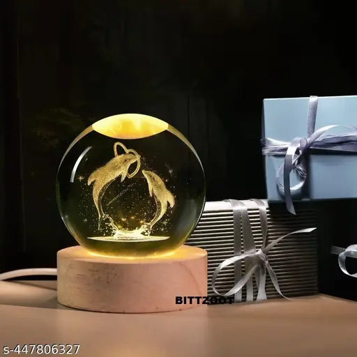 Rolexexplorer 3D Laser Engraved Decorative Glass Ball Birthday Gifts for Girls or Boys. (Dolphin)