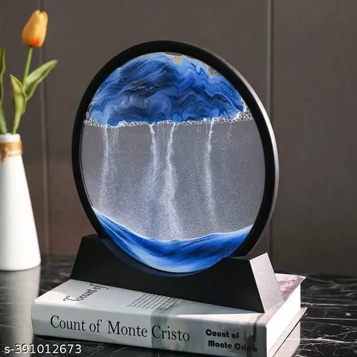 SATYAM KRAFT 1 Pcs Moving Sand Art Picture Glass Liquid Painting 3D Natural Landscape showpieces For Home Decor, Antique Gifts, for Kids, Gift for Her, Him, Girlfriend, Boyfriend, Mother’s Day, Desk, Table Decorative Items (DEEP SEA Design) (Size =L-18 x B-3.5 x H-19 CM) (Blue) (Pack of 1)