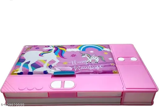 Kids unicorn geamatary Plastic Jumbo Size Portable Multi-Functional Pencil Geometry With Integrated For Boys Girls Kids (unicorn),Multicolor