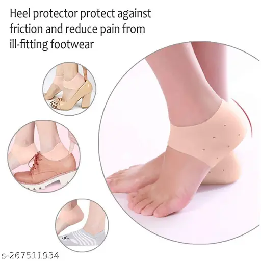 Anti Crack Silicone Half Gel Heel And Foot Protector Moisturizing Socks for Foot Care for Men and Women Pain Relief And Heel Cracks Ankle Support Cushion (PACK OF 1)