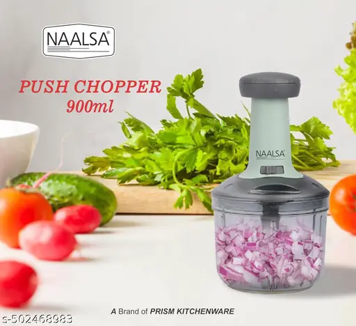 Quick & Easy Push Chopper | The 900ml Kitchen Symphony Chopper | Super-Sharp, Rust-Resistant Stainless Steel Blades | Effortless, Versatile Culinary Creation | The Heart of Your Smart Kitchen | Trendy Classic Chopper