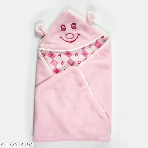 BABYZONE New Born Baby Bath Towel All Season Soft Hooded Wrapper Blanket Unisex Pink
