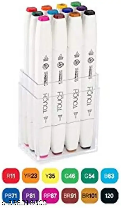 12 Colors Art Markers Set Dual Heads Broad Fine Point Based Marker Pens with PP Storage Box for Children Students Adults Professionals Beginners Artists Designers Drawing Coloring Sketching.
