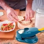 (2 in 1) Dumpling Maker Ghughra Momos Maker Machine, Skin Press Mould for Gujiya Ghughra Mould Machine, Kitchen Dumpling Making Tool with Dumpling Puri Maker (Assorted Color, Design 1)