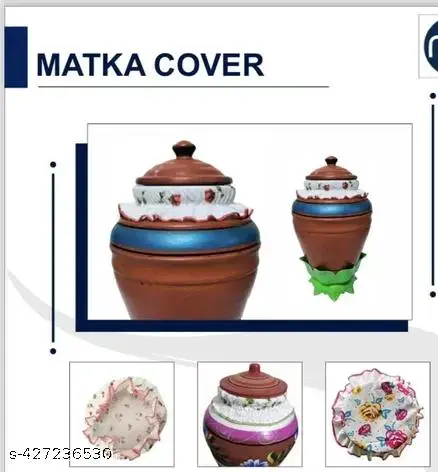 Matka Cover with Rubber Grip Size Adjustable Made with 100% Cotton Collapsible Strainer (Multicolor Pack of 2)